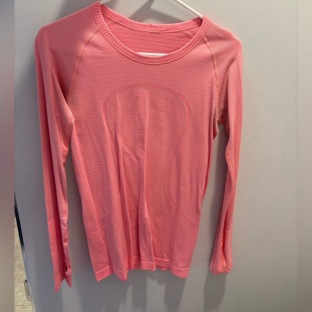 Lululemon swiftly tech long sleeve in a pink/orange